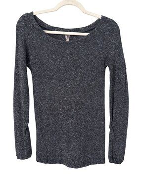 Humanoid Sweater Small Pullover Charcoal Gray Speckled Knit Silk Wool Cotton